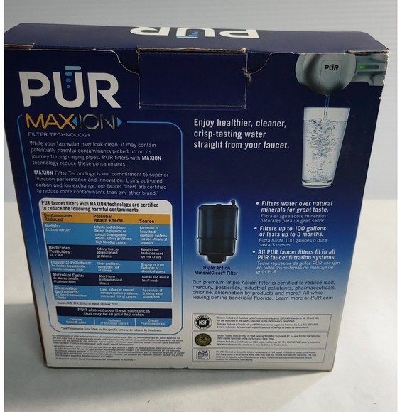 PUR Maxion Faucet Water Filter Filtration Reduces 99% Lead Silver Model PFM300V - Picture 3 of 6